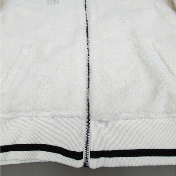 Umbro Sherpa Bomber Jacket Womens Large Cream Teddy Zip-Up Lined Active Outdoor - Picture 4 of 15